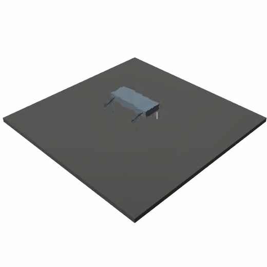 Simulated overconstrained quadruped walking on a plane