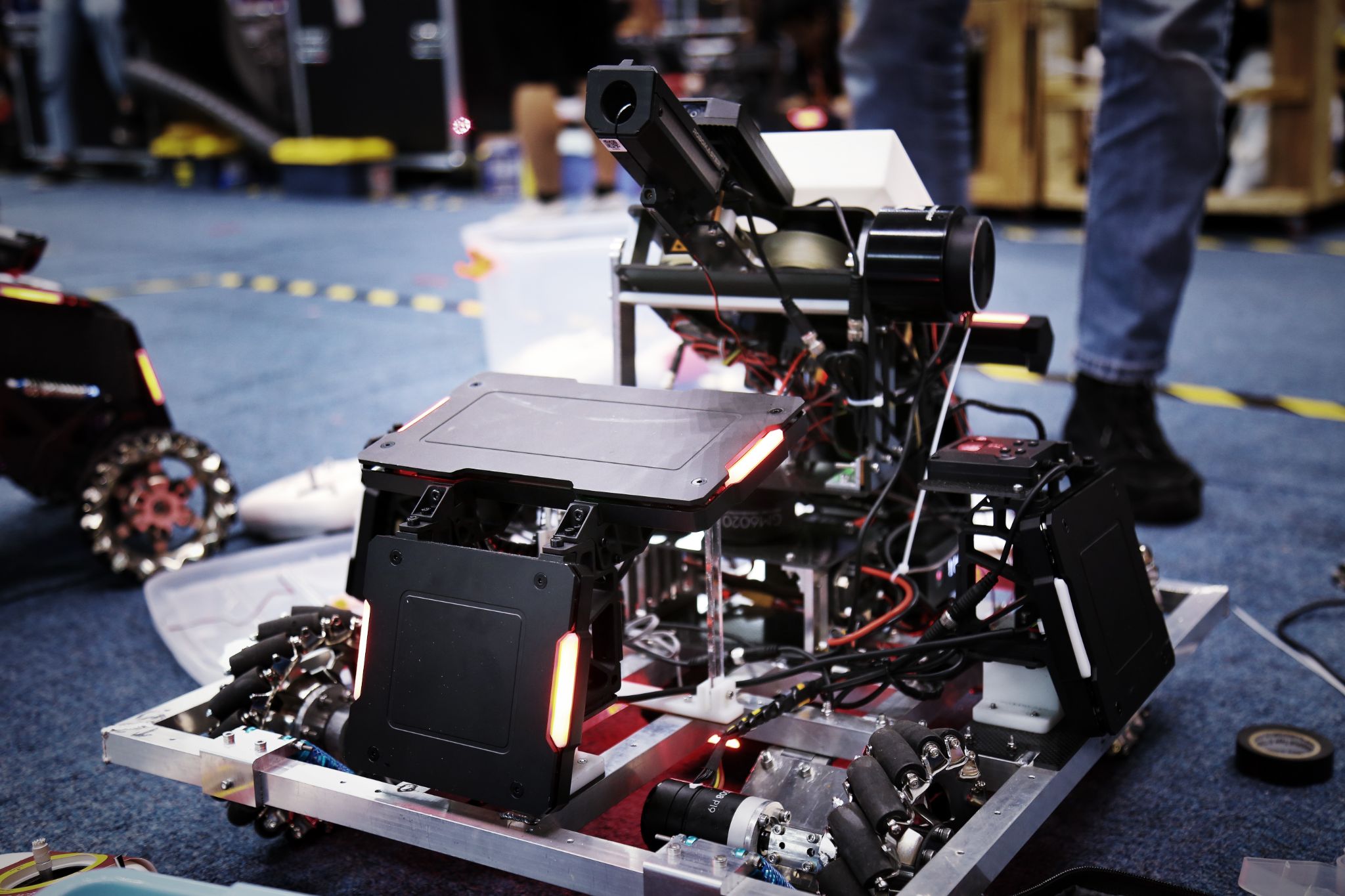 A RoboMaster robot in the preparation area