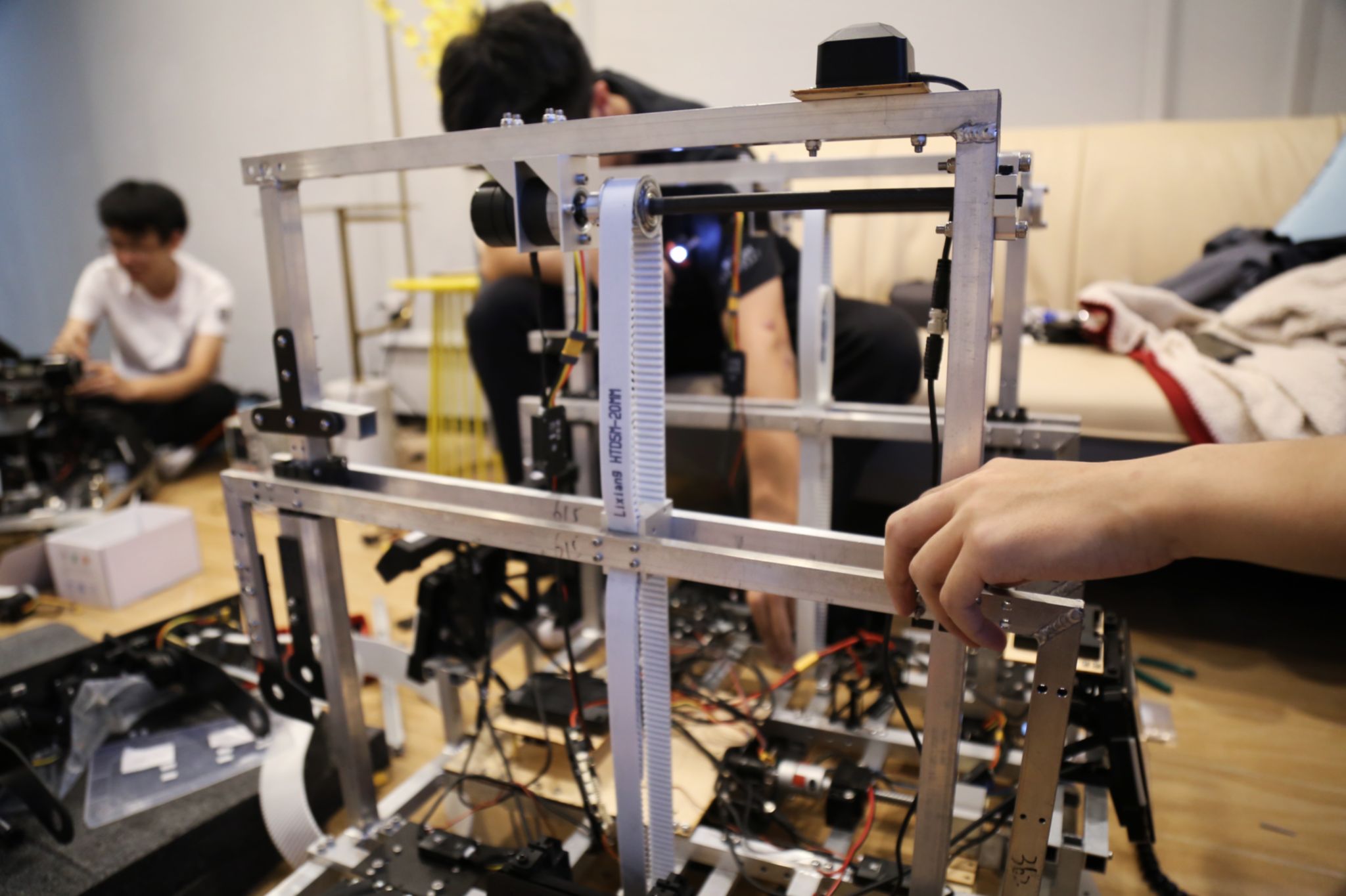Assembling a robot in the workshop